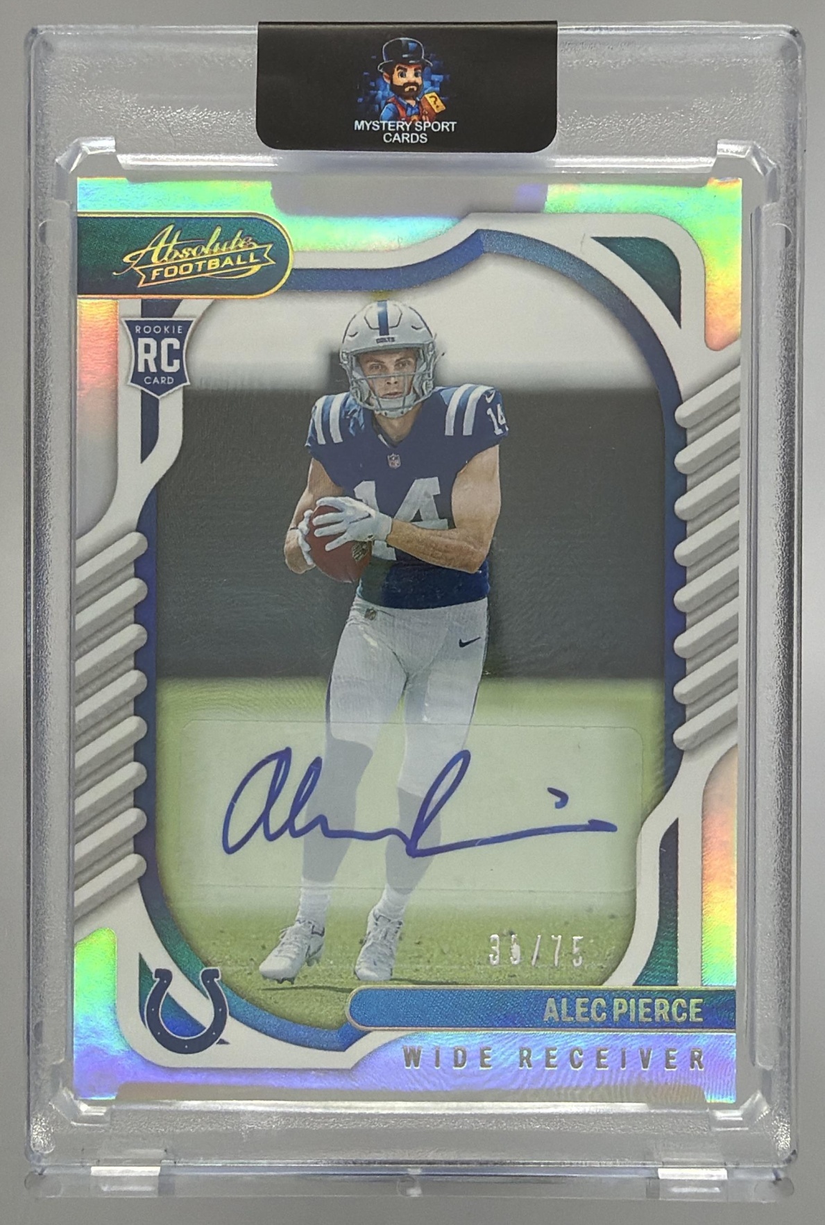 Card image for 2022 Panini Absolute Alec Pierce Signature Rookies Spectrum /75 #121 Auto RC Colts