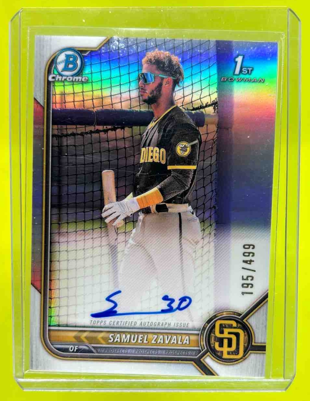 Samuel Zavala 2022 Bowman Chrome Prospect Auto Refractor /499