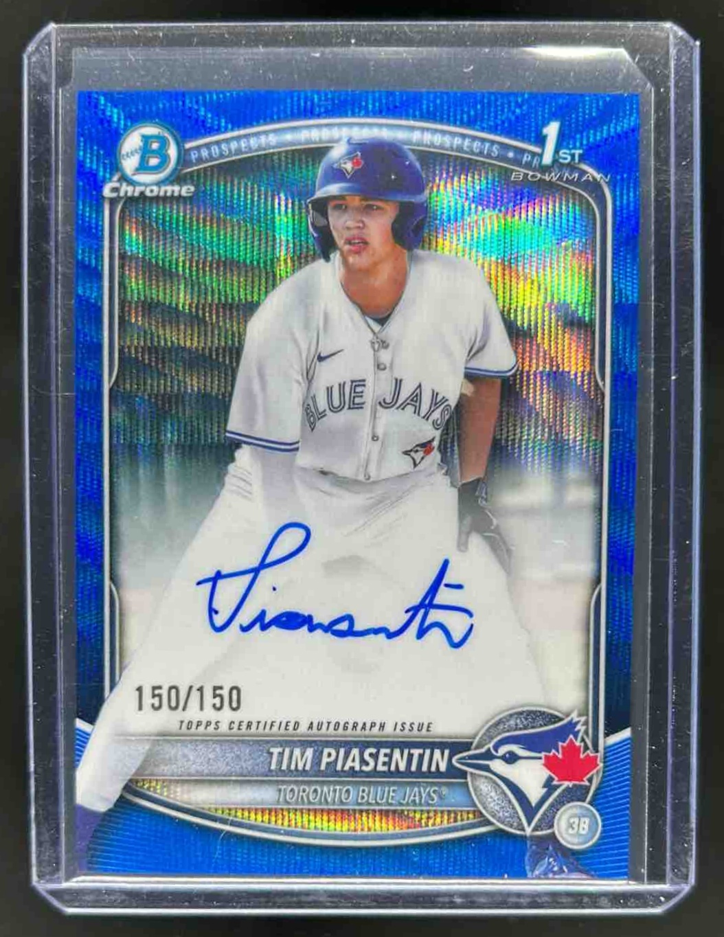 Tim Piasentin 2025 Bowman Draft Chrome Prospect Auto Blue Wave Refractor /150