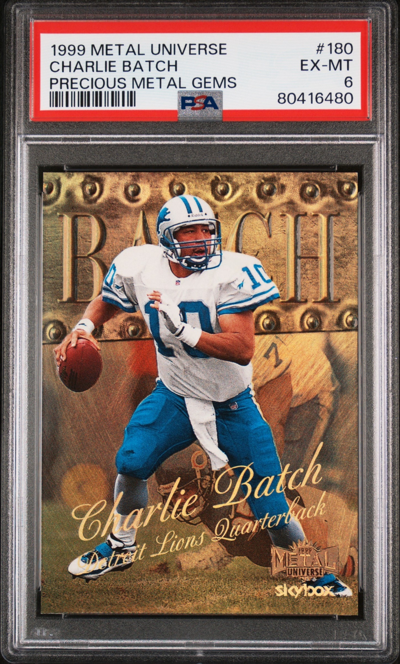 1999 Skybox Metal Universe Charlie Batch Precious Gems /50 #180 Lions PSA 6