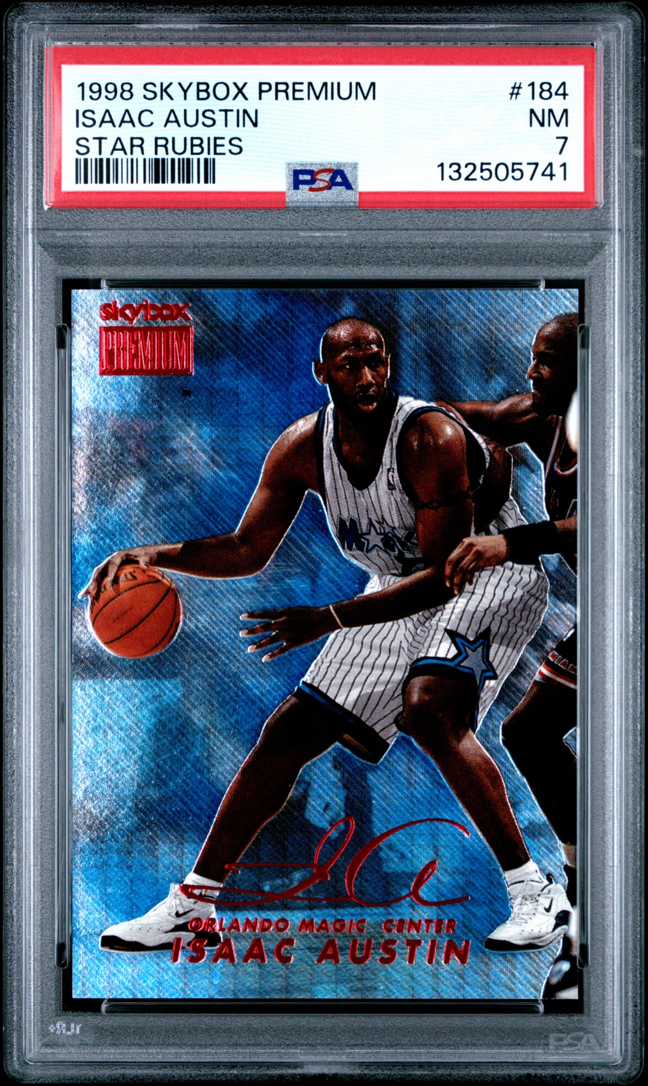 1998 Skybox x Premium Isaac Austin Star Rubies /50 #184 Magic PSA 7