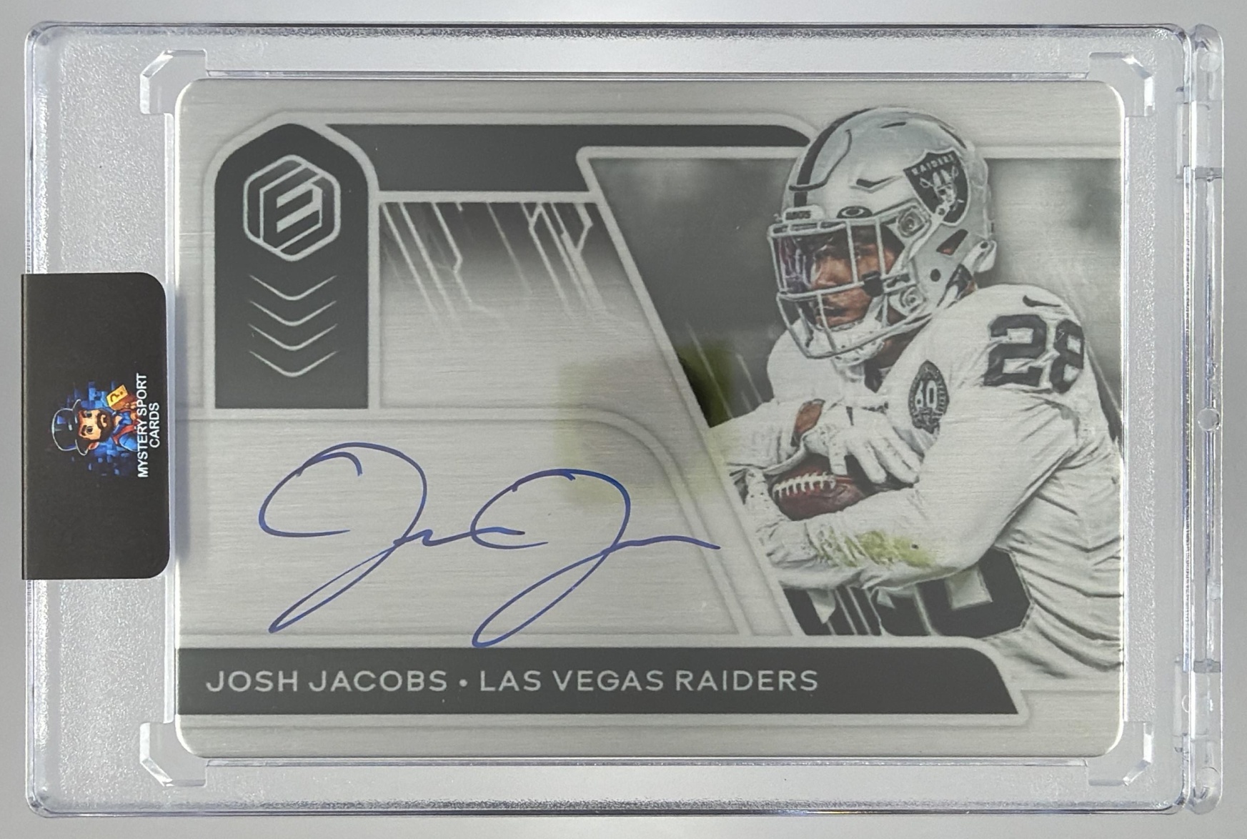 Card image for 2020 Panini Elements Josh Jacobs Steel Signatures /99 #SS-JJ Auto Raiders