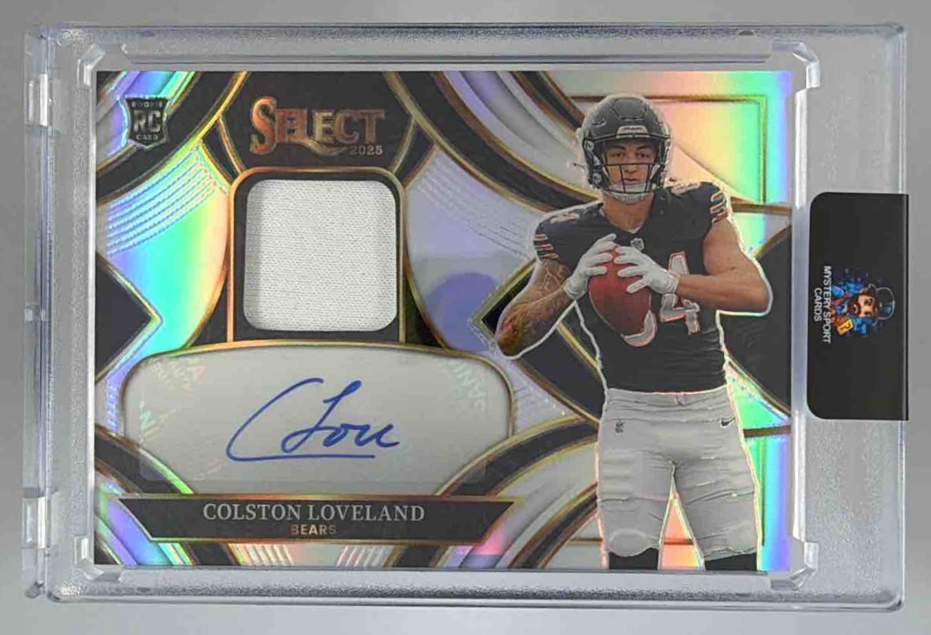 Card image for 2025 Panini Select Colston Loveland Rookie Signature Memorabilia Prizm /249 #RSMP-CLD MEM RC Auto Bears