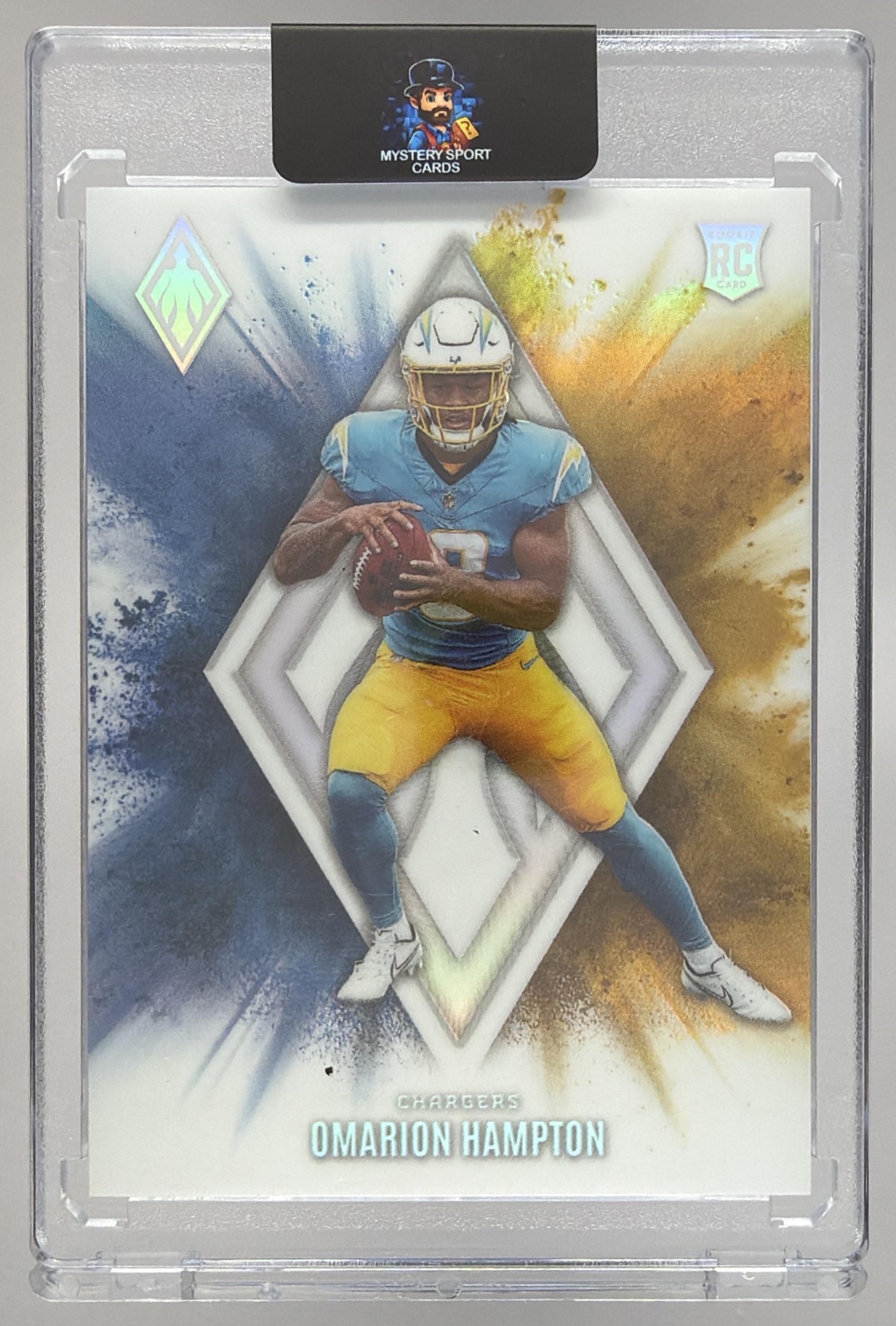 Card image for 2025 Panini Phoenix Omarion Hampton Color Blast #4 RC SSP Chargers