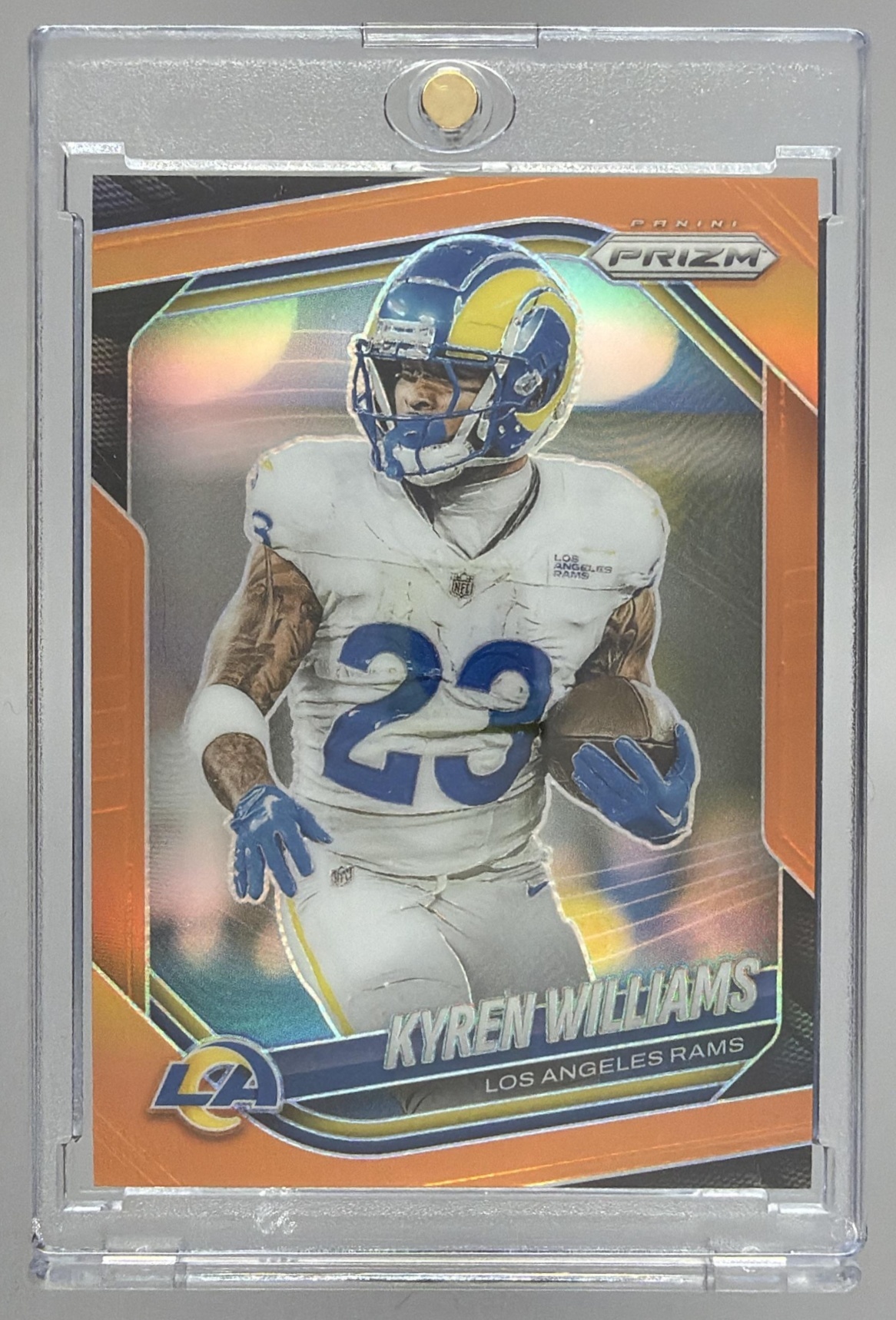 Card image for 2025 Panini Football Prizm Kyren Williams Orange /249 #138 Los Angeles Rams