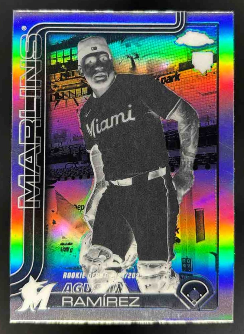 Card image for 2025 Topps Chrome Update Agustin Ramirez Negative Refractor #USC38 RC Marlins