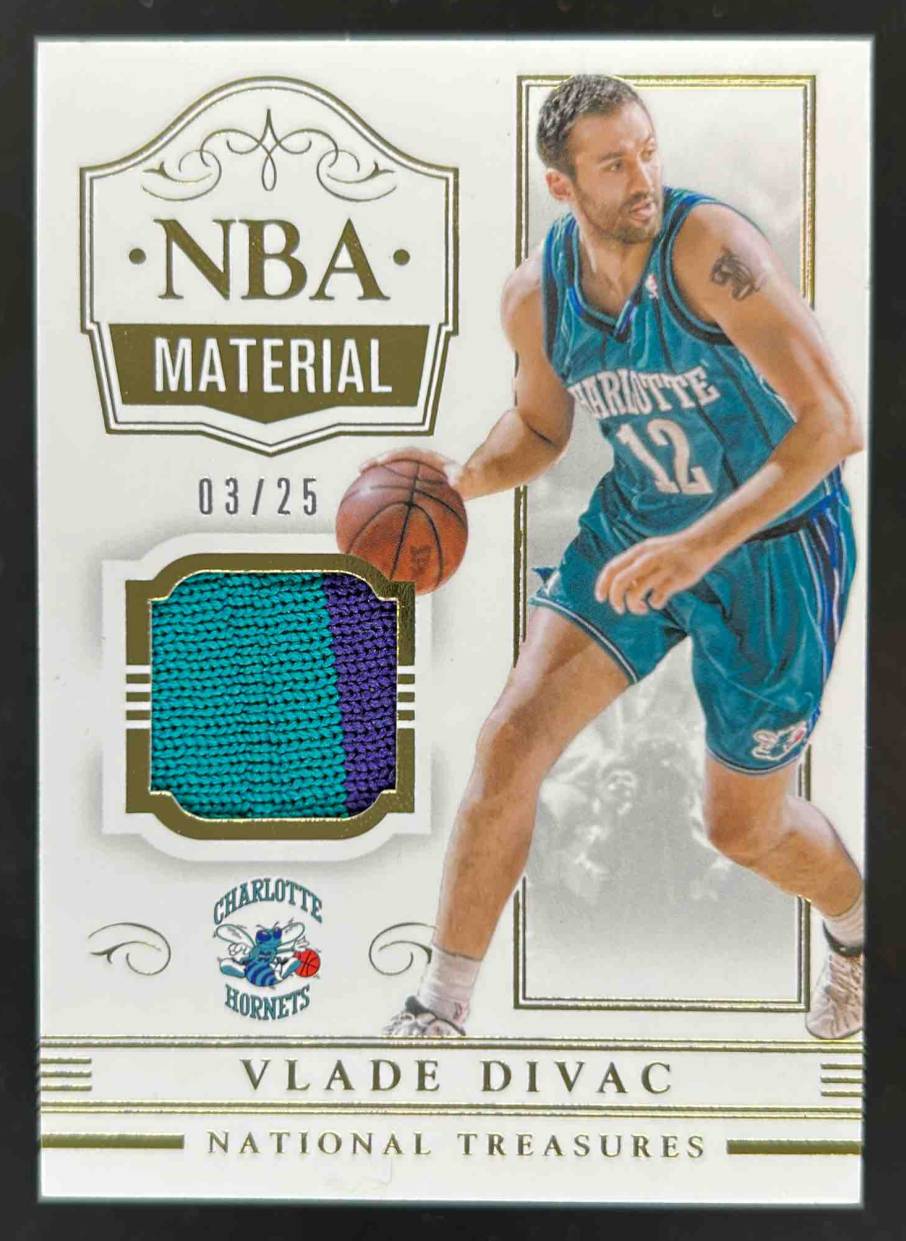Card image for 2014-15 Panini National Treasures Vlade Divac NBA Material Prime 3 /25 #NBA-VL MEM