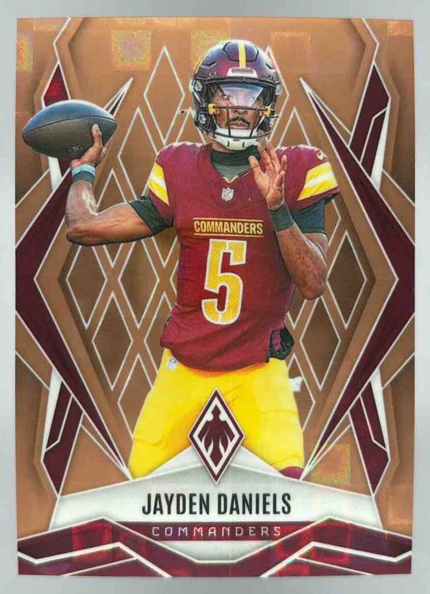 Card image for 2025 Panini Phoenix Jayden Daniels Bronze Pandora /125 #8 Commanders