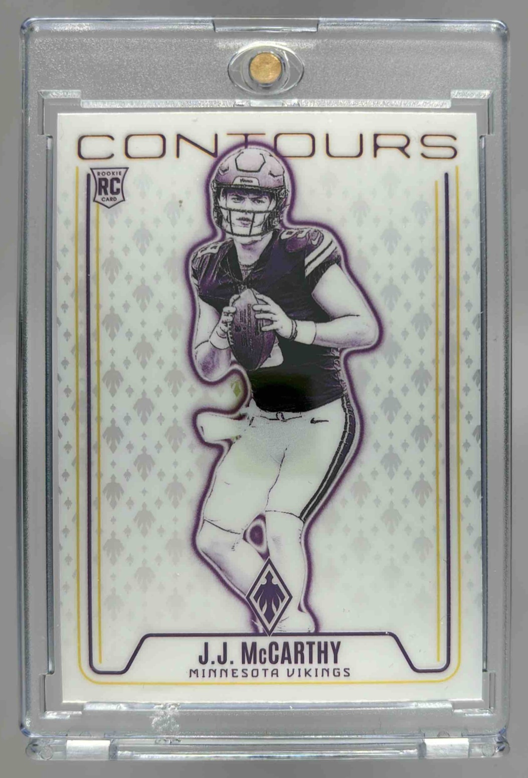 Card image for 2024 Panini Phoenix J.J. McCarthy Contours #CON-JMY RC Vikings