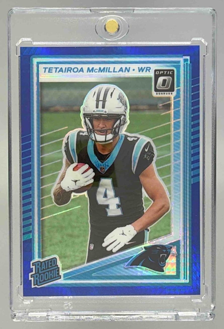 Card image for 2025 Panini Donruss Optic Tetairoa McMillan Rated Rookie Holo Prizm #209 Panthers