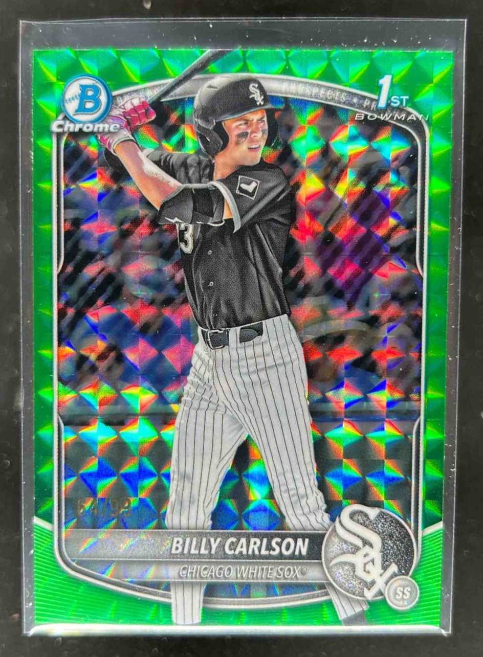 Card image for Billy Carlson 2025 Bowman Draft Chrome Green Geometric Refractor /99