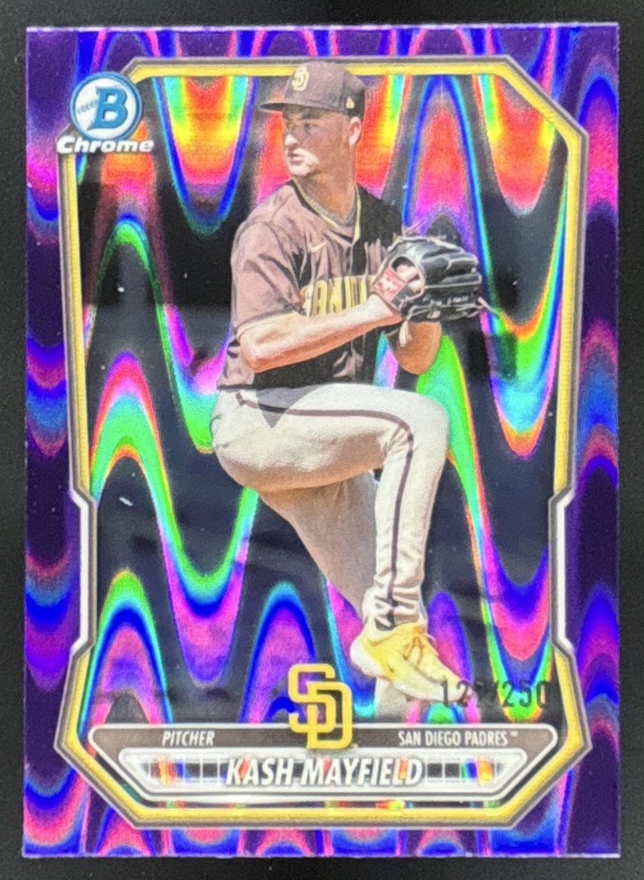 Card image for 2026 Bowman Kash Mayfield Chrome Prospects Purple Geometric Refractor /250