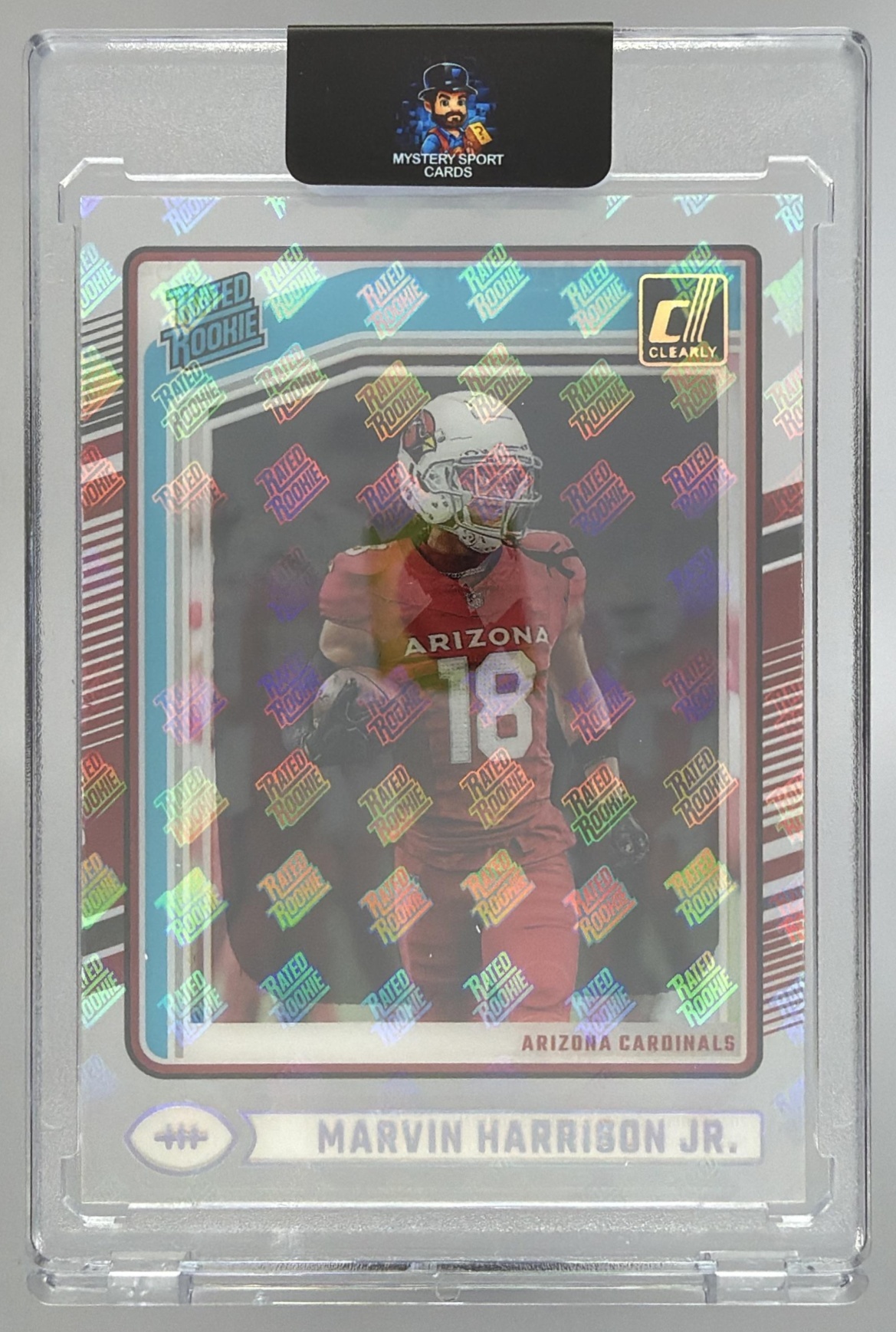 Card image for 2024 Panini Clearly Donruss Marvin Harrison Jr. #54 Rated Rookie Cardinals