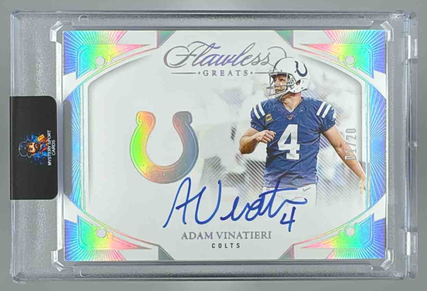 Card image for 2024 Panini Football Flawless Adam Vinatieri Greats Silver /20 #G-AVI Auto