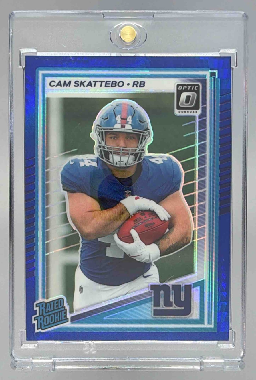Card image for 2025 Panini Donruss Optic Cam Skattebo Rated Rookie Holo Prizm #228 Giants
