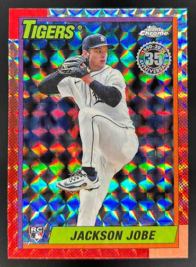 Card image for 2025 Topps Chrome Update Jackson Jobe 1990 Geometric Refractor RC
