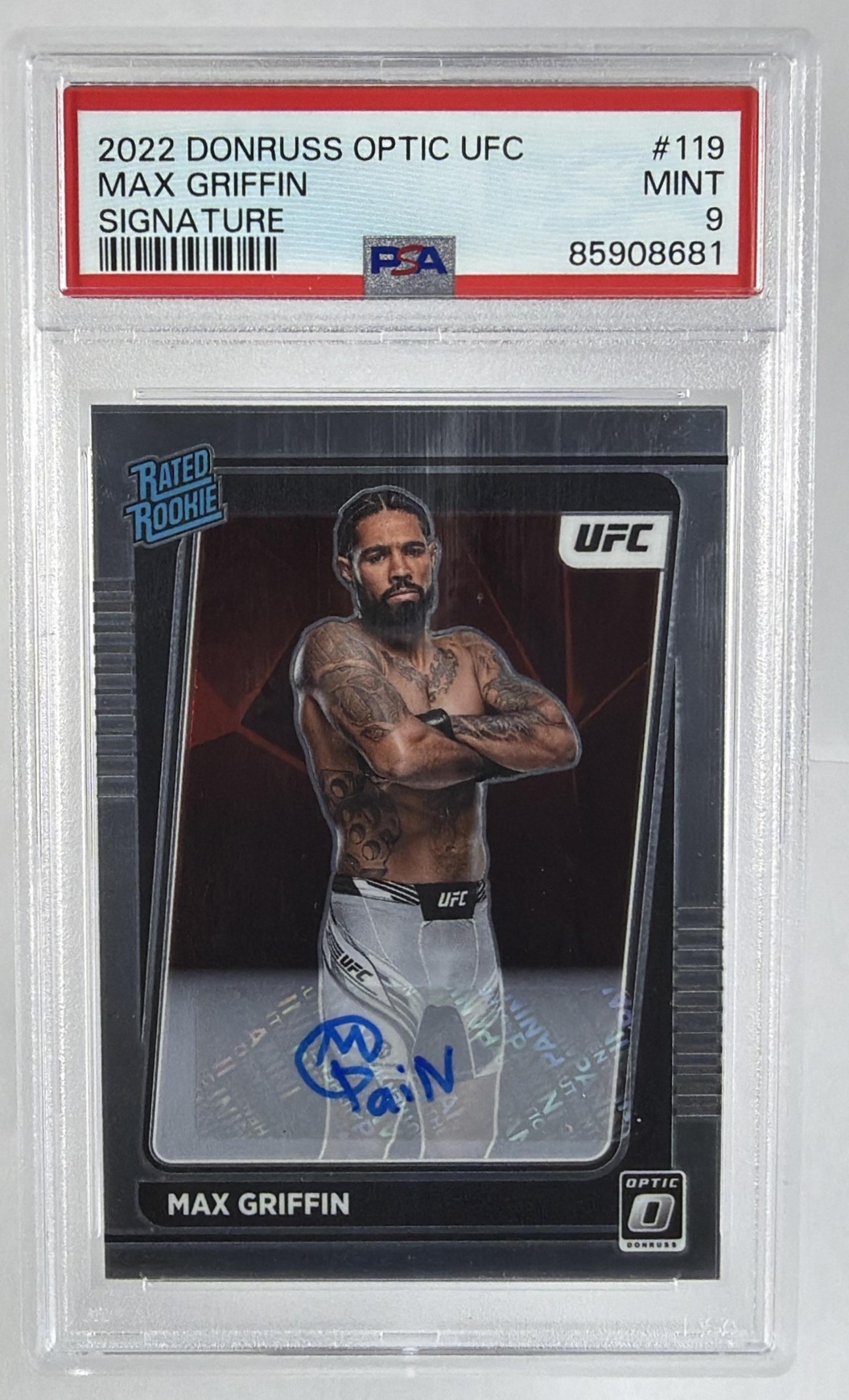 2022 Panini Donruss Optic UFC #119 Max Griffin Signatures PSA 9
