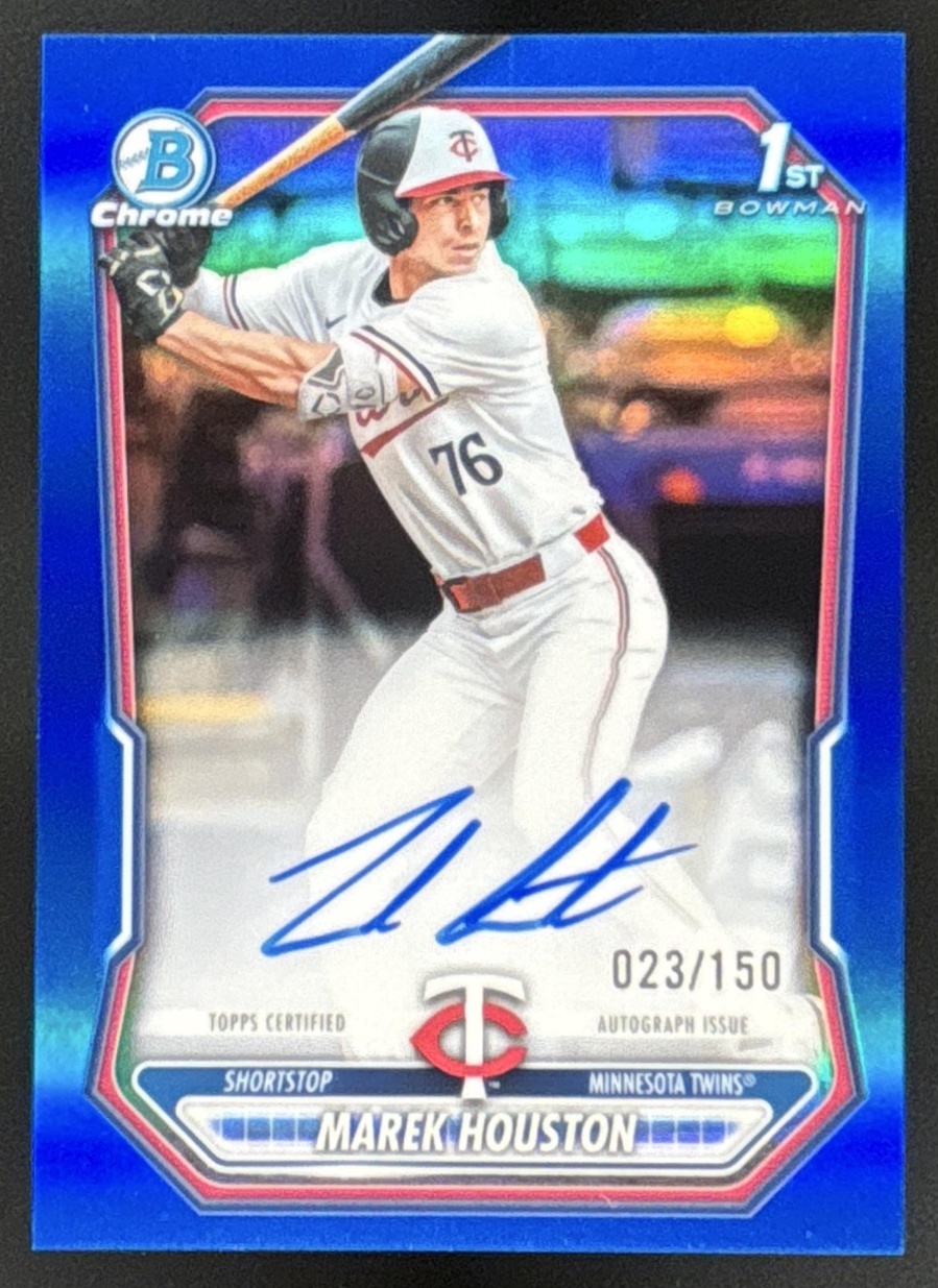 Card image for 2026 Bowman Marek Houston Chrome Auto Blue Refractor /150 1st Prospect