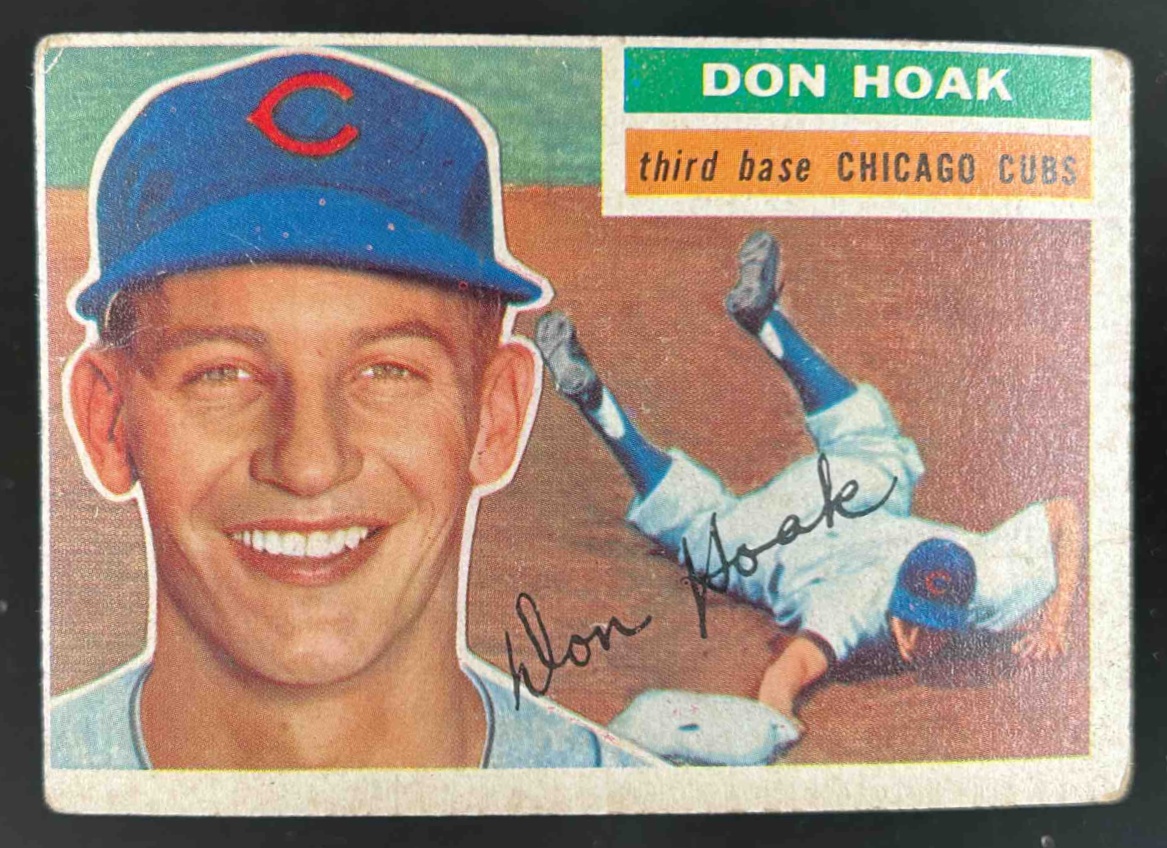 Card image for 1956 TOPPS BASEBALL DON HOAK #335 CHICAGO CUBS