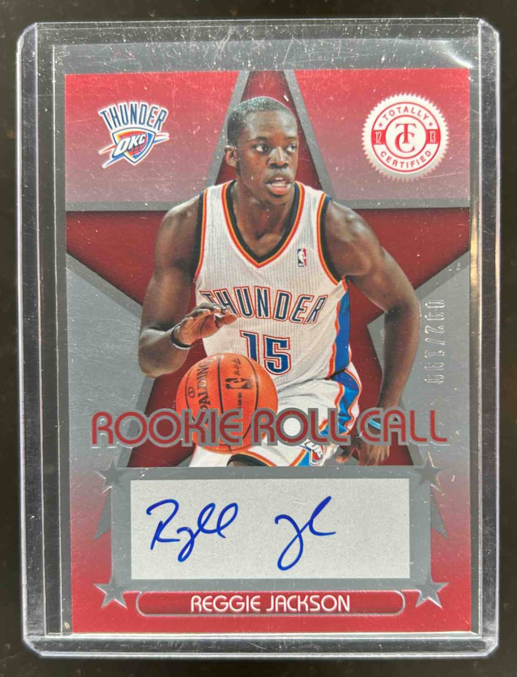 Card image for 2012-13 Panini Totally Certified Reggie Jackson Rookie Roll Call Auto Red /199 #66 RC