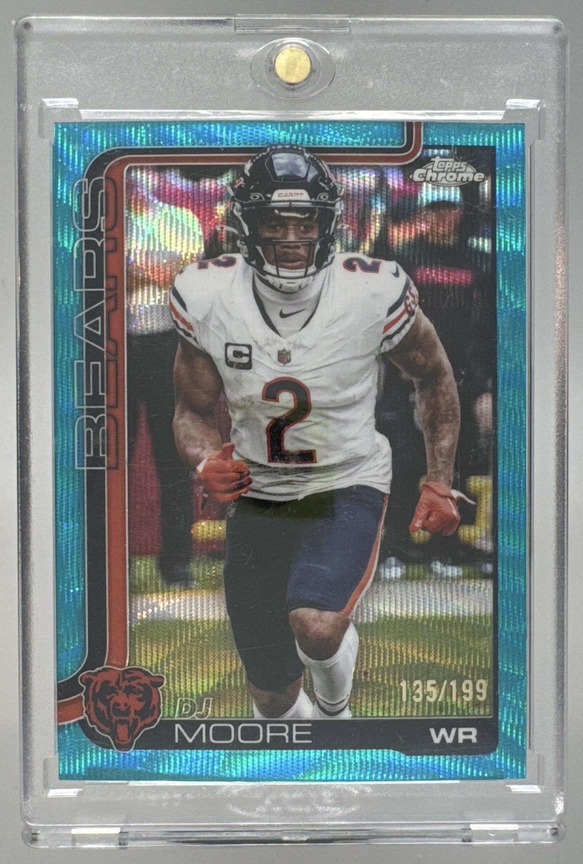 Card image for 2025 Topps Football Chrome DJ Moore Aqua Refractor /199 #48 Chicago Bears