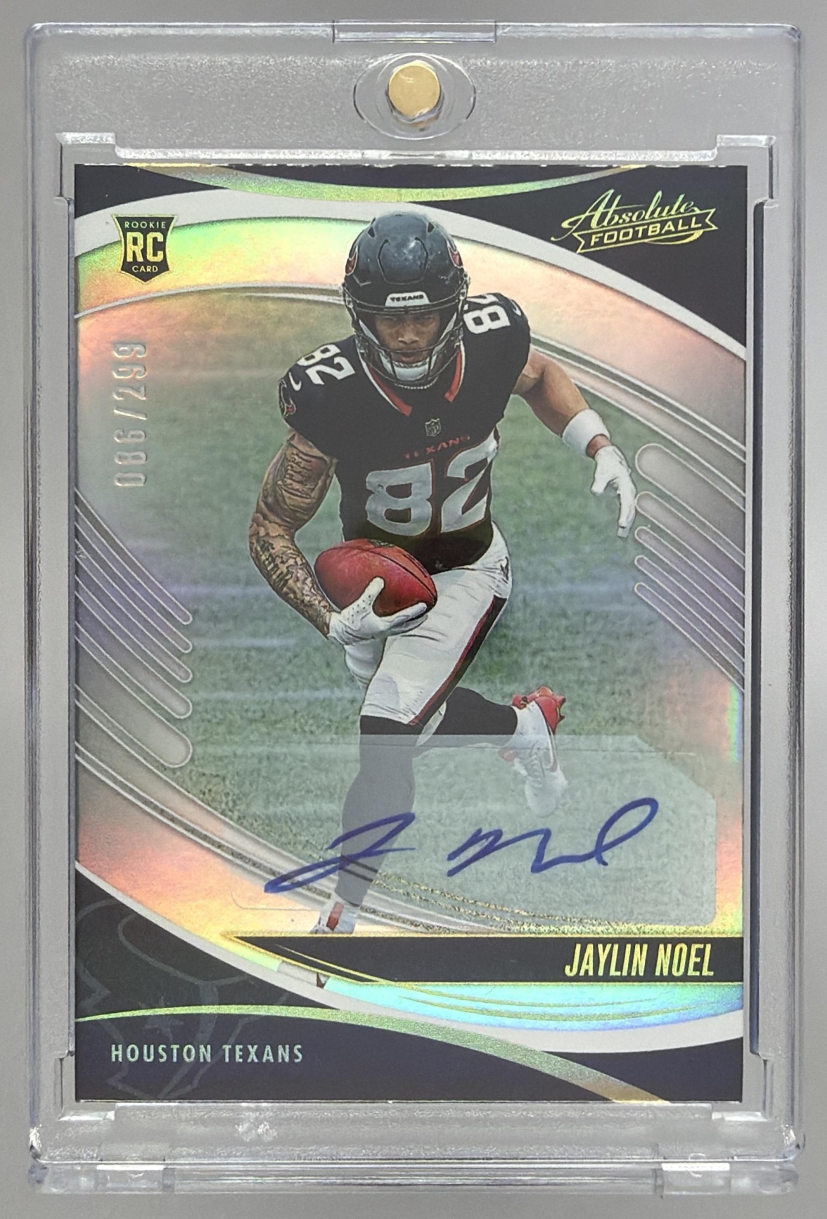 Card image for 2025 Panini Absolute Jaylin Noel Signature Rookies Spectrum /299 #141 RC Auto Texans