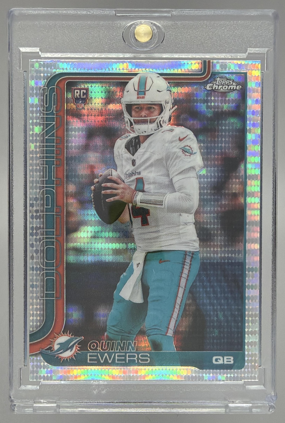 Card image for 2025 Topps Football Chrome Quinn Ewers Rookie #316 RC Miami Dolphins