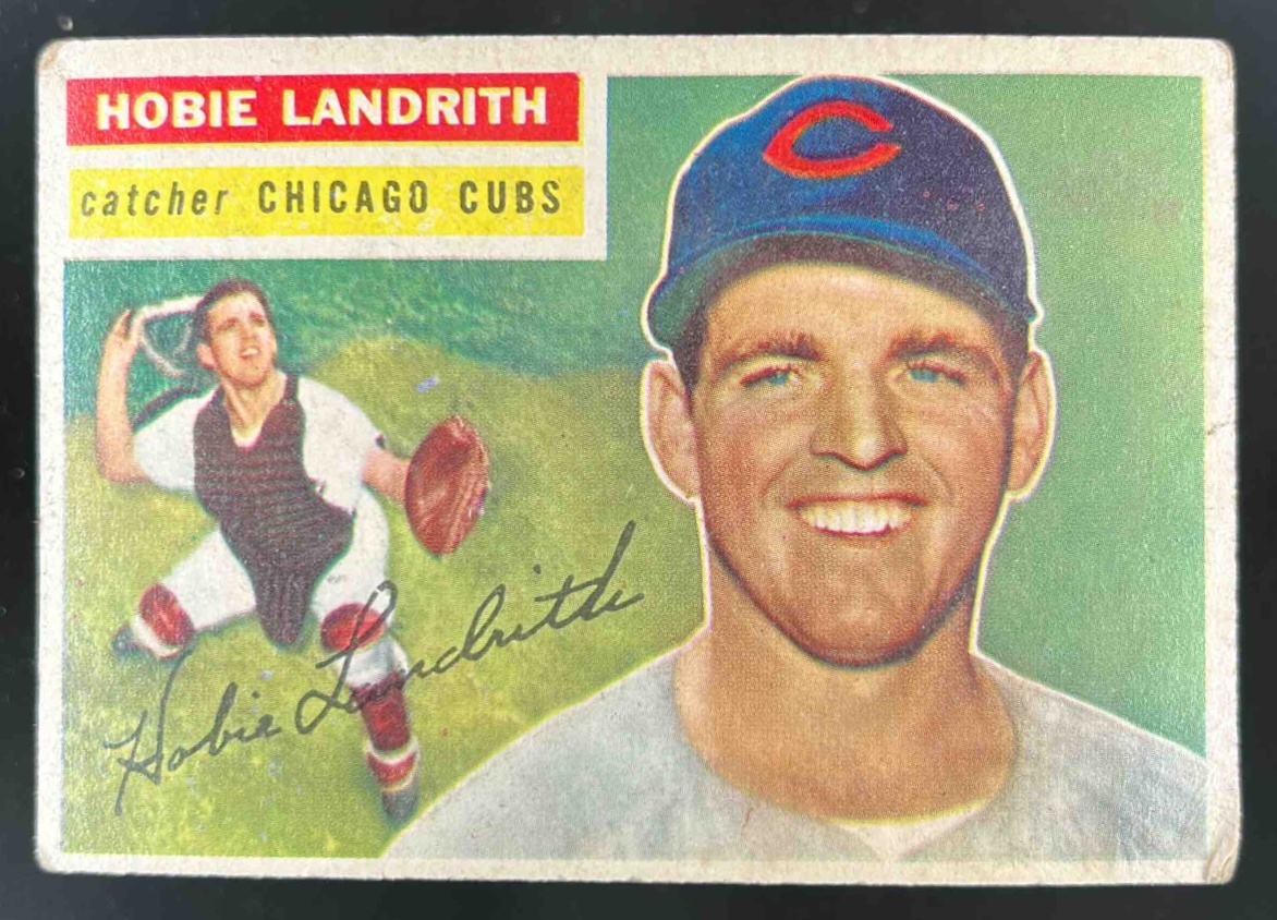 Card image for 1956 TOPPS BASEBALL HOBIE LANDRITH #314 CHICAGO CUBS