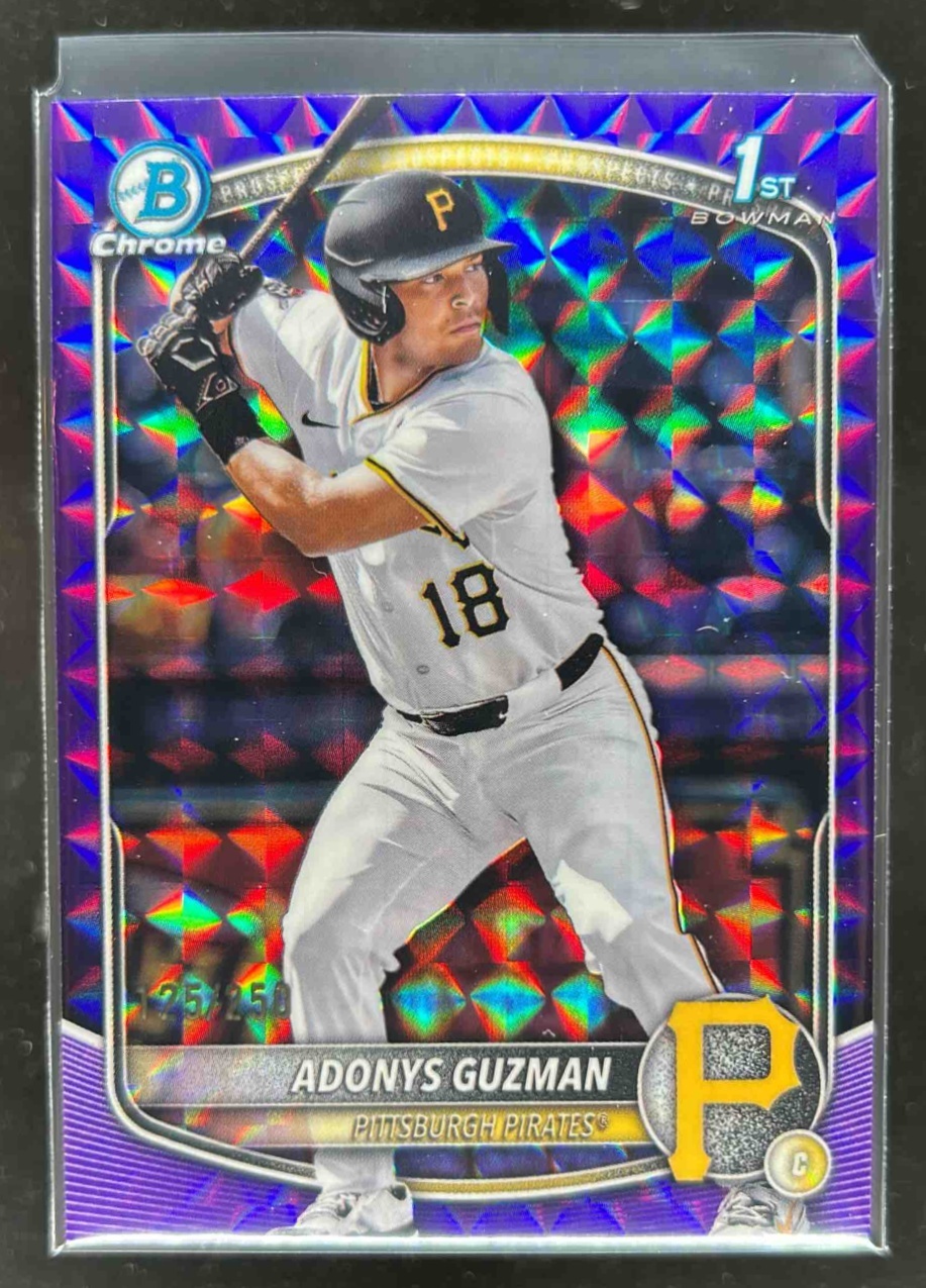 Card image for Adonys Guzman 2025 Bowman Draft Chrome Purple Geometric Refractor /250