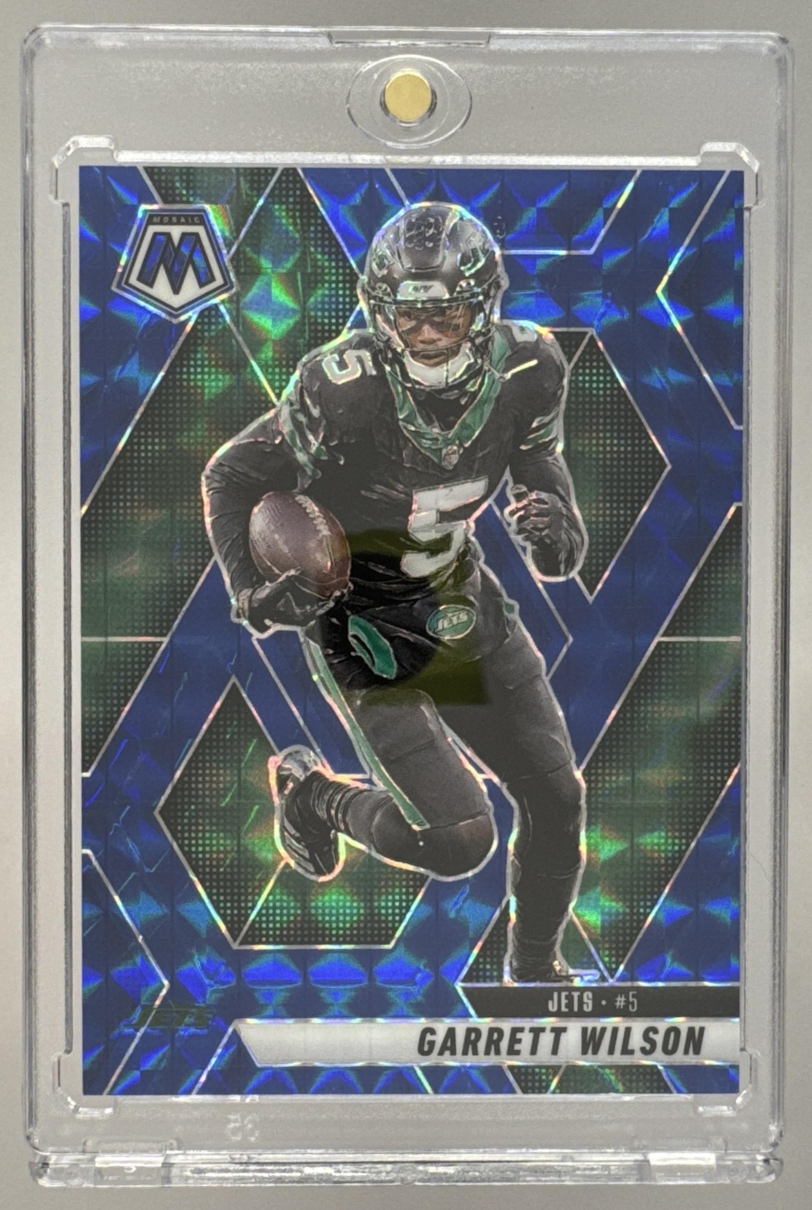 Card image for 2025 Panini Football Prizm Garrett Wilson Blue Ice /99 #178 New York Jets