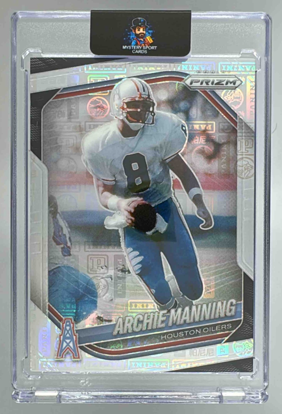Card image for 2025 Panini Football Prizm Archie Manning Logo /20 #166 Houston Oilers