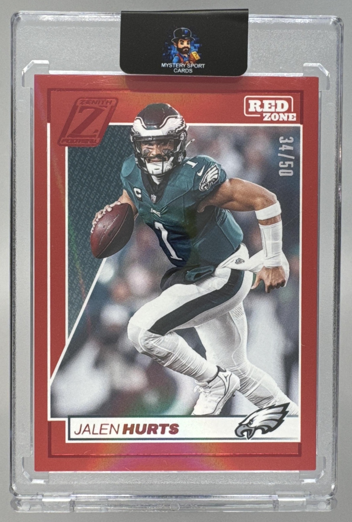 Card image for 2024 Panini Football Zenith Jalen Hurts Red Zone /50 #79 Philadelphia Eagles