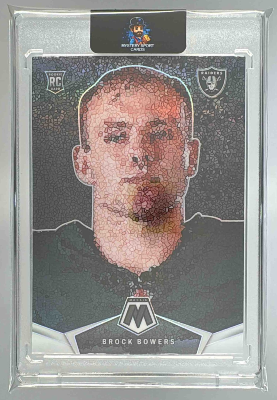 Card image for 2024 Panini Mosaic Brock Bowers Micro Mosaic #MM-BBS RC Raiders