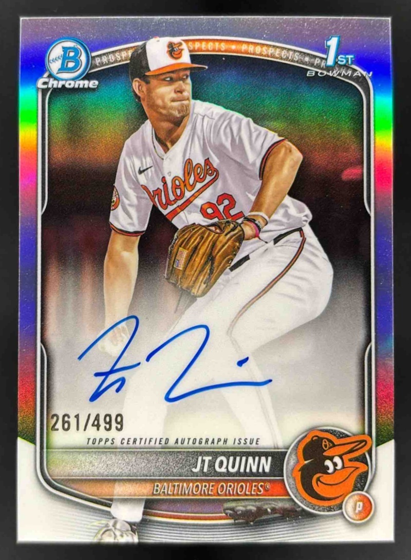 Card image for 2025 Bowman Draft JT Quinn Chrome Prospect Auto Refractor /499 #CPA-JQ Orioles