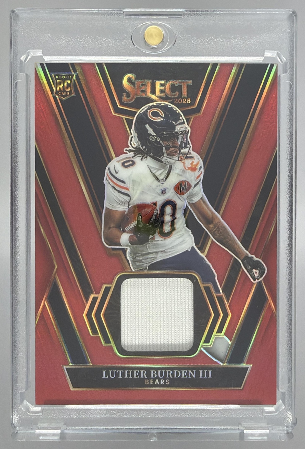 Card image for 2025 Panini Select Luther Burden III Rookie Swatches Blue Prizm #RSW-LBN RC Bears