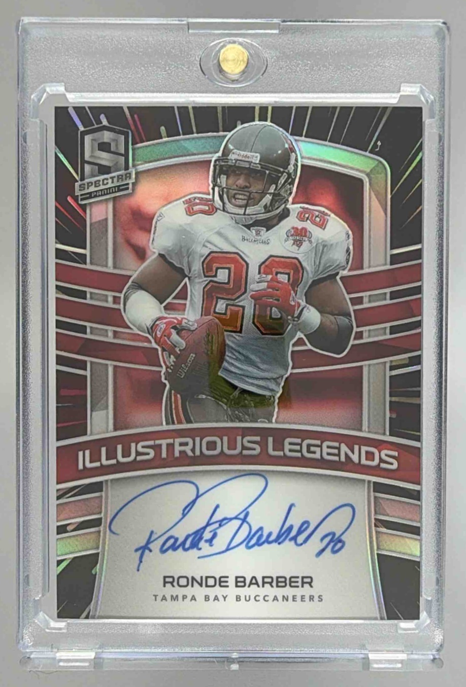 Card image for 2021 Panini Spectra Ronde Barber Illustrious Legends Hyper /35 #ILS-RB Auto Buccaneers