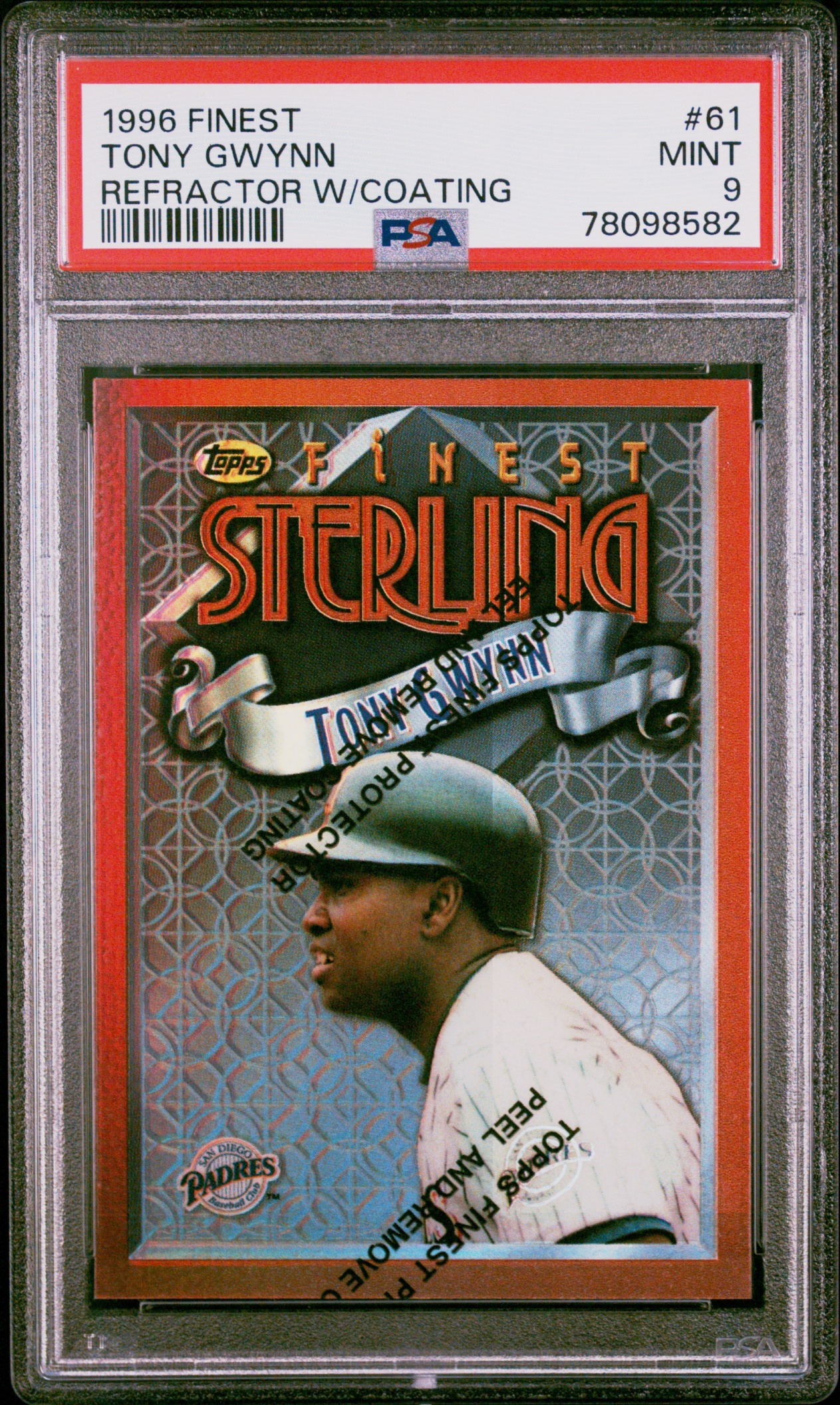 1996 Topps Baseball Finest Tony Gwynn Refractor #61 San Diego Padres PSA 9