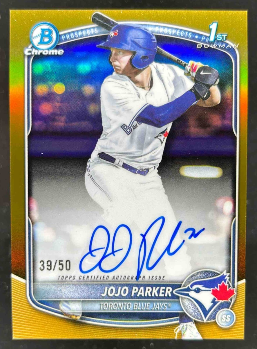 Card image for JoJo Parker 2025 Bowman Draft Chrome Prospect Auto Gold Refractor /50