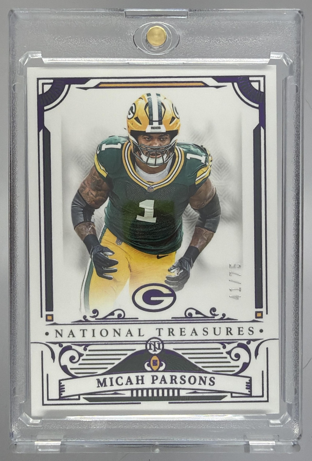 Card image for 2025 Panini National Treasures Micah Parsons Purple /75 #25 Packers