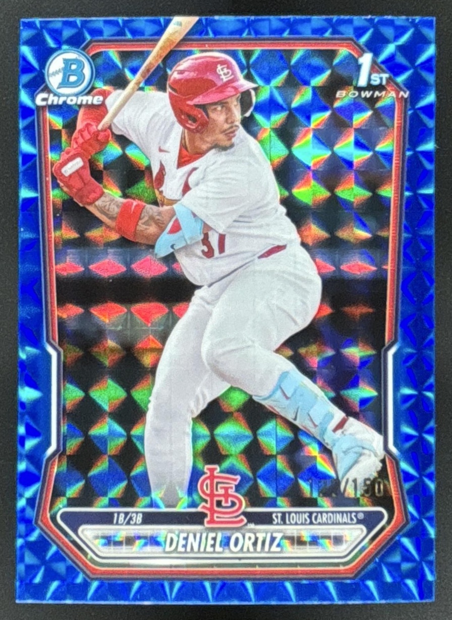 Card image for 2026 Bowman Deniel Ortiz Chrome Blue Geometric Refractor /150 1st Prospect