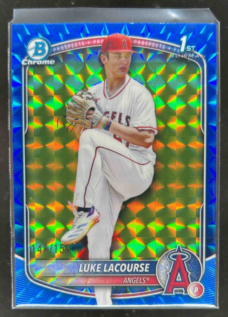 Card image for Luke Lacourse 2025 Bowman Draft Chrome Blue Geometric Refractor /150