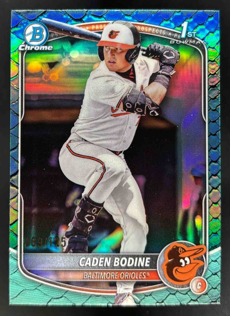 Card image for 2025 Bowman Draft Caden Bodine Chrome Aqua Reptilian Refractor /125 1st