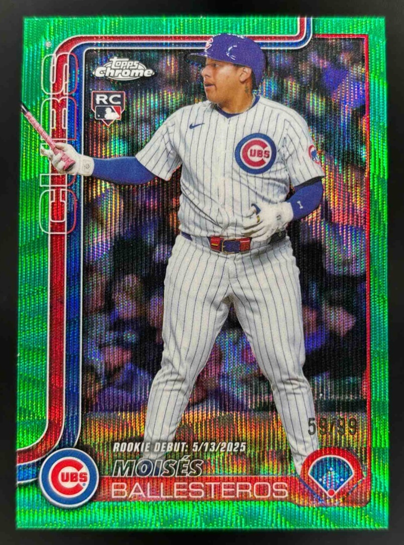 Card image for 2025 Topps Chrome Update Moises Ballesteros Green Wave Refractor /99 RC