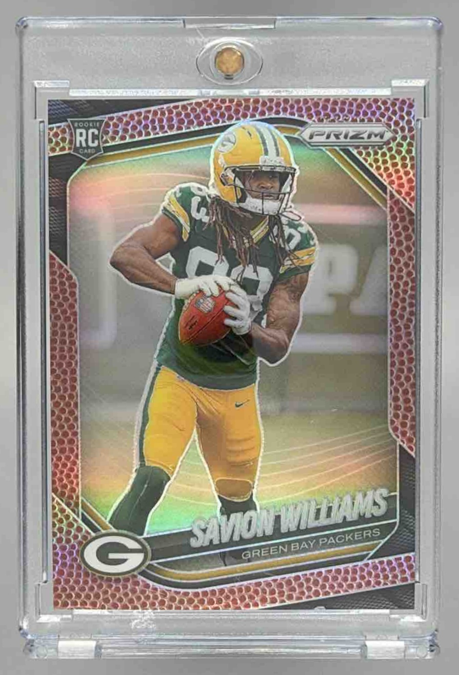 Card image for 2025 Panini Prizm Savion Williams Pigskin /180 #306 RC Packers