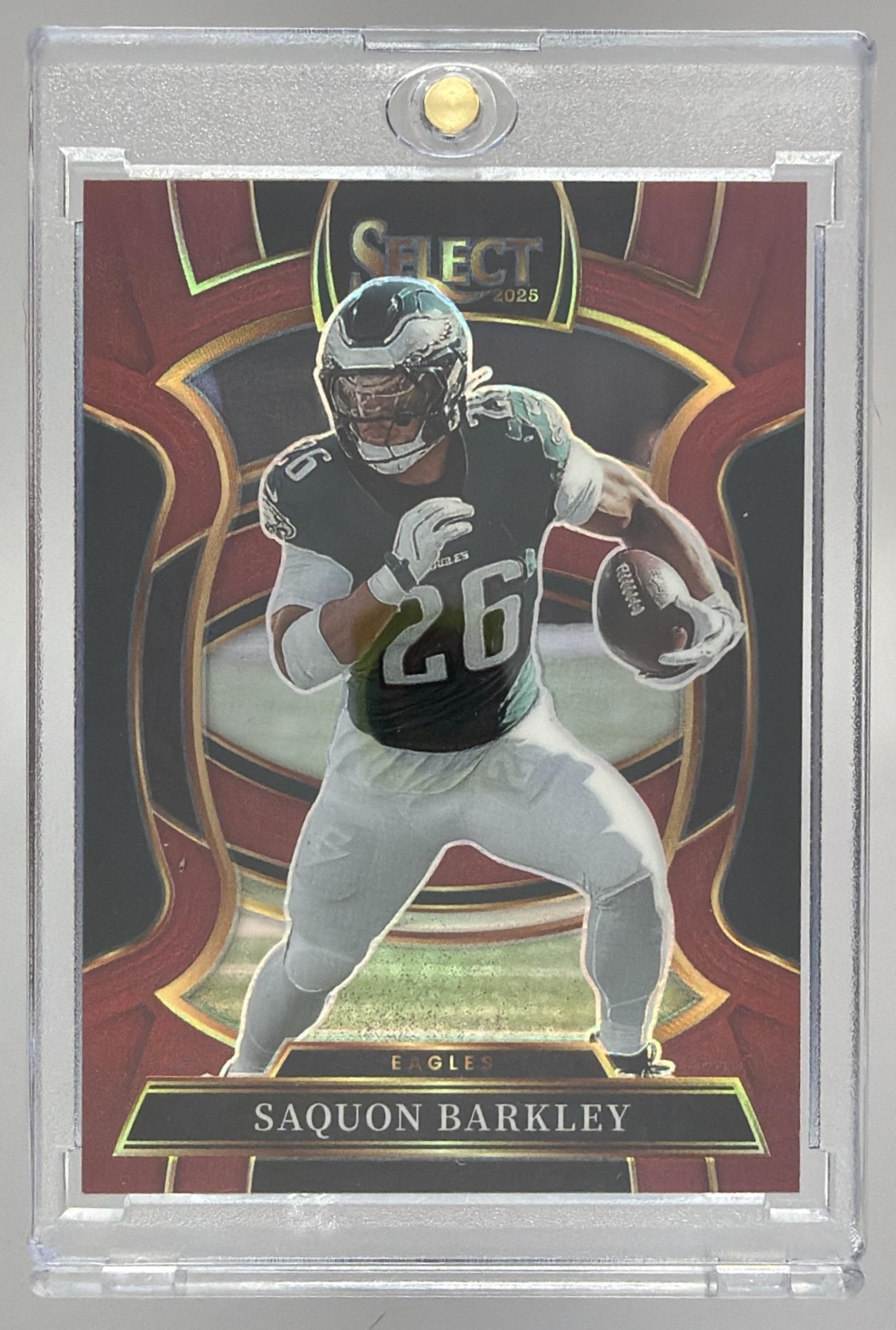 Card image for 2024 Panini Select Saquon Barkley Sparks /149 #S-SBY MEM Eagles
