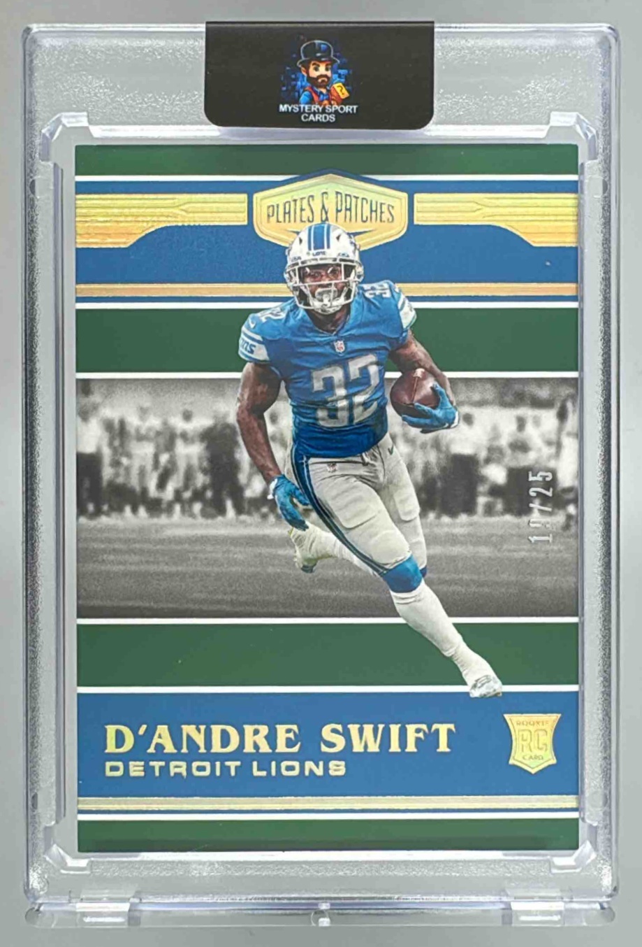 Card image for 2020 Panini Football Plates & Patches D Andre Swift /99 #167 RC Detroit Lions