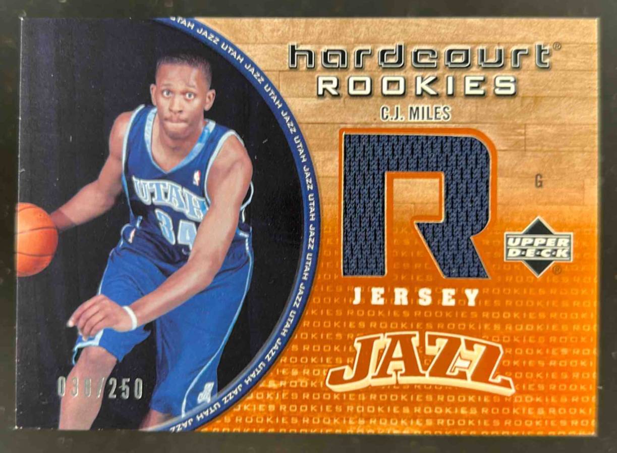 Card image for 2005-06 UPPER DECK HARDCOURT C.J. MILES ROOKIE JERSEYS /250 #119-J RC UTAH JAZZ