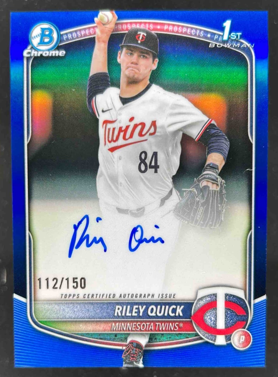 Card image for Riley Quick 2025 Bowman Draft Chrome Prospect Auto Blue Refractor /150