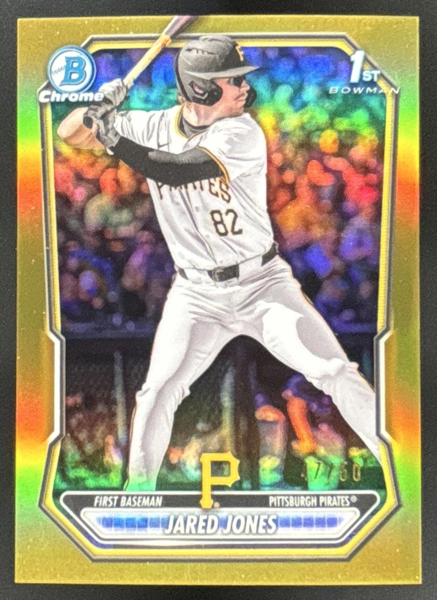 Card image for Jared Jones 2026 Bowman Gold Refractor /50 Chrome Prospects Pittsburgh Pirates