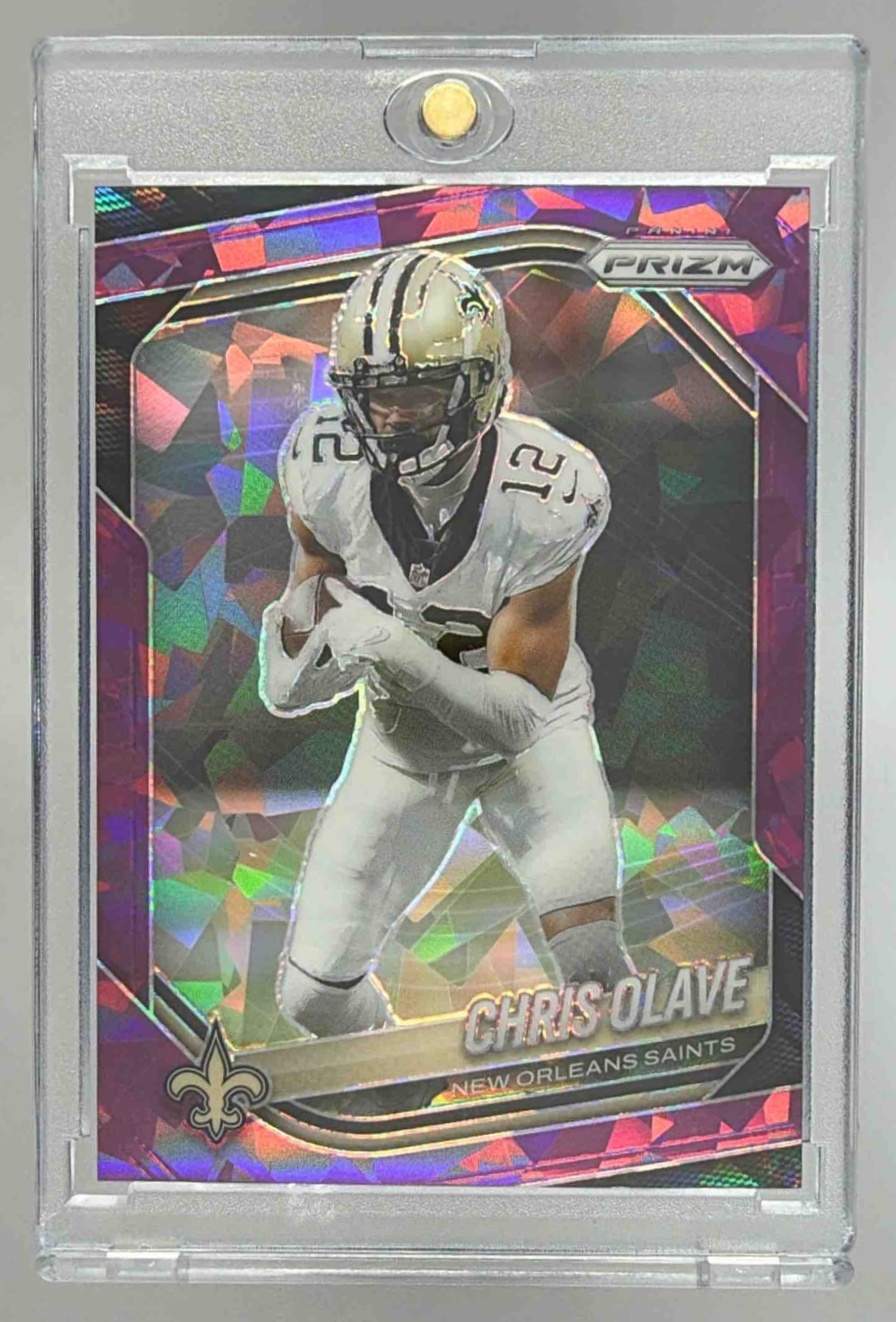 Card image for 2025 Panini Football Prizm Chris Olave Purple Ice /225 #192 New Orleans Saints